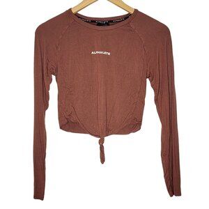 Alphalete Medium Red / Brown Long Sleeve Cropped Tie‎ Athletic Top Women's M